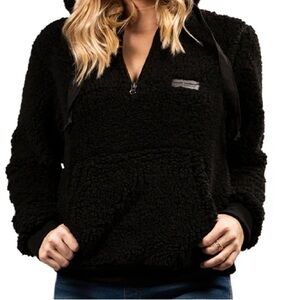 Simply Southern Black Sherpa Quarter zip Hoodie